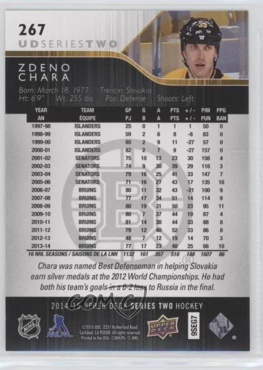 2014-15 Upper Deck Zdeno Chara #267 HOF - Image 2 of 2