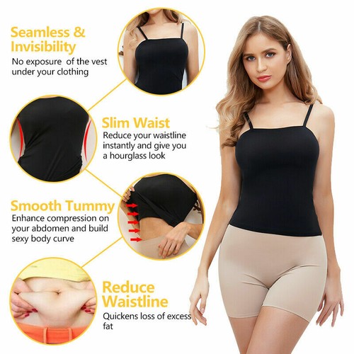 Women Camisole Slimming Body Shaper Vest Shirt Cotton Cami Tank Top Built-in Bra - 第 17/22 張圖片