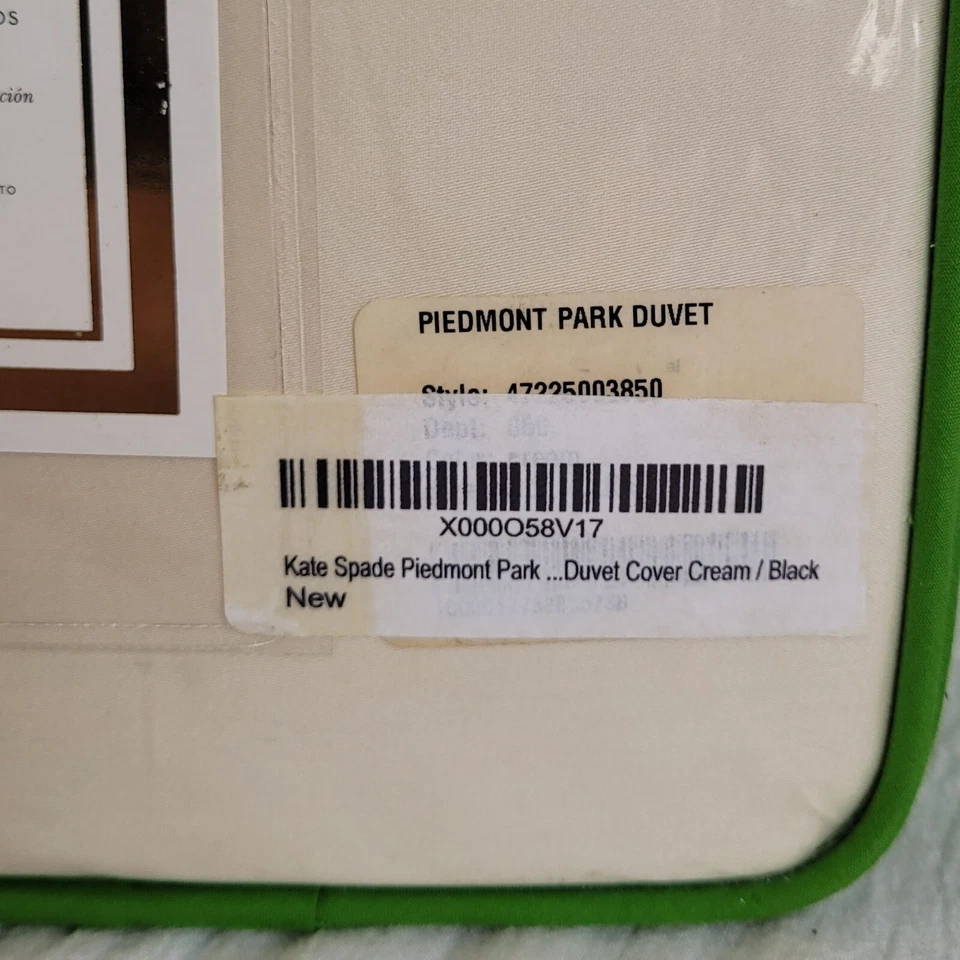 Kate Spade 全/女王皮埃蒙特公园被套奶油色/黑色极简主义床上用品 — 第 3/4 张图片