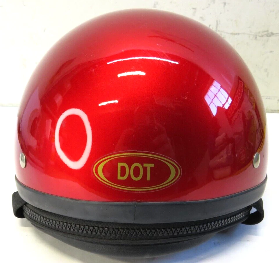 Medio casco de motocicleta KBC fibra de vidrio talla M certificado DOT rojo con visera a presión Foto 4 de 4