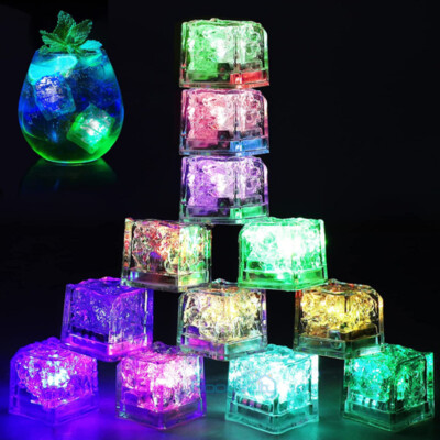 12-48X Party Bar Ice Cube Multi Color Arco iris Flash ilumina el cubo hielo del