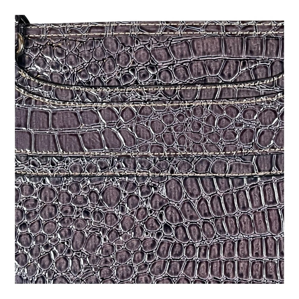 Attention Crocodile Pattern Large Tote Shoulder Bag Lavender Purple 21"X12" - Image 3 of 4