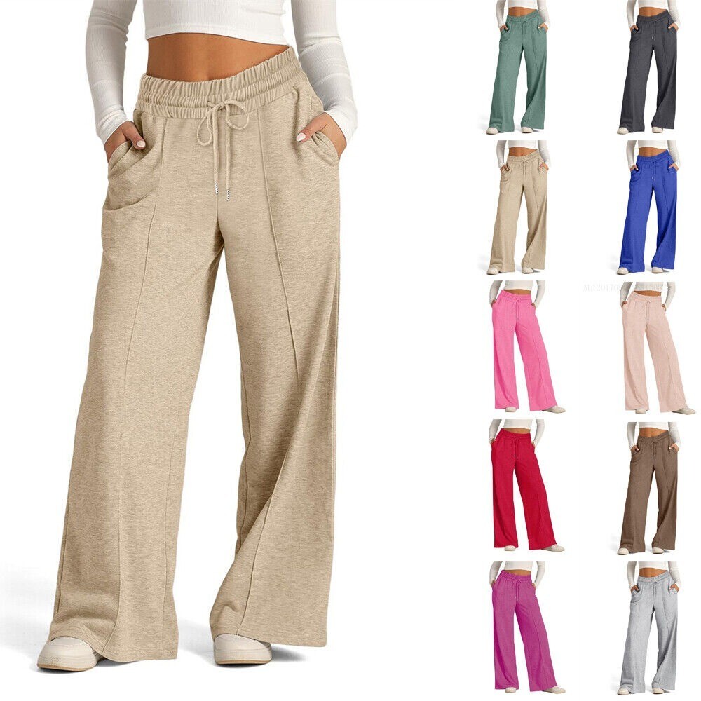 Ladies Wide Leg Sweatpants Bottom Casual Sports Jogger Pants