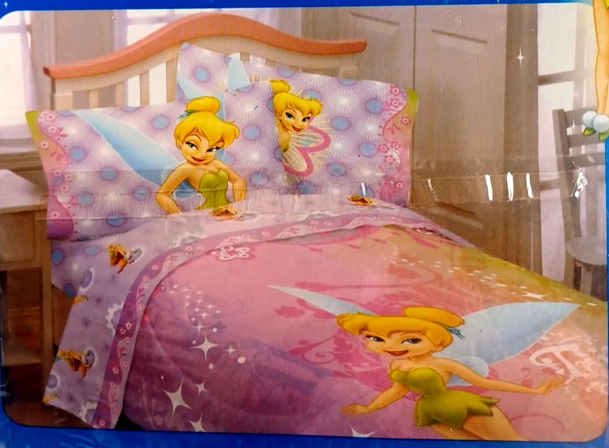 JUEGO DE ROPA DE CAMA DISNEY TINKERBELL WHIMSY TINK 3 PIEZAS SÁBANAS DOBLES NUEVO Disney Store NUEVO CON ETIQUETAS Foto 2 de 4