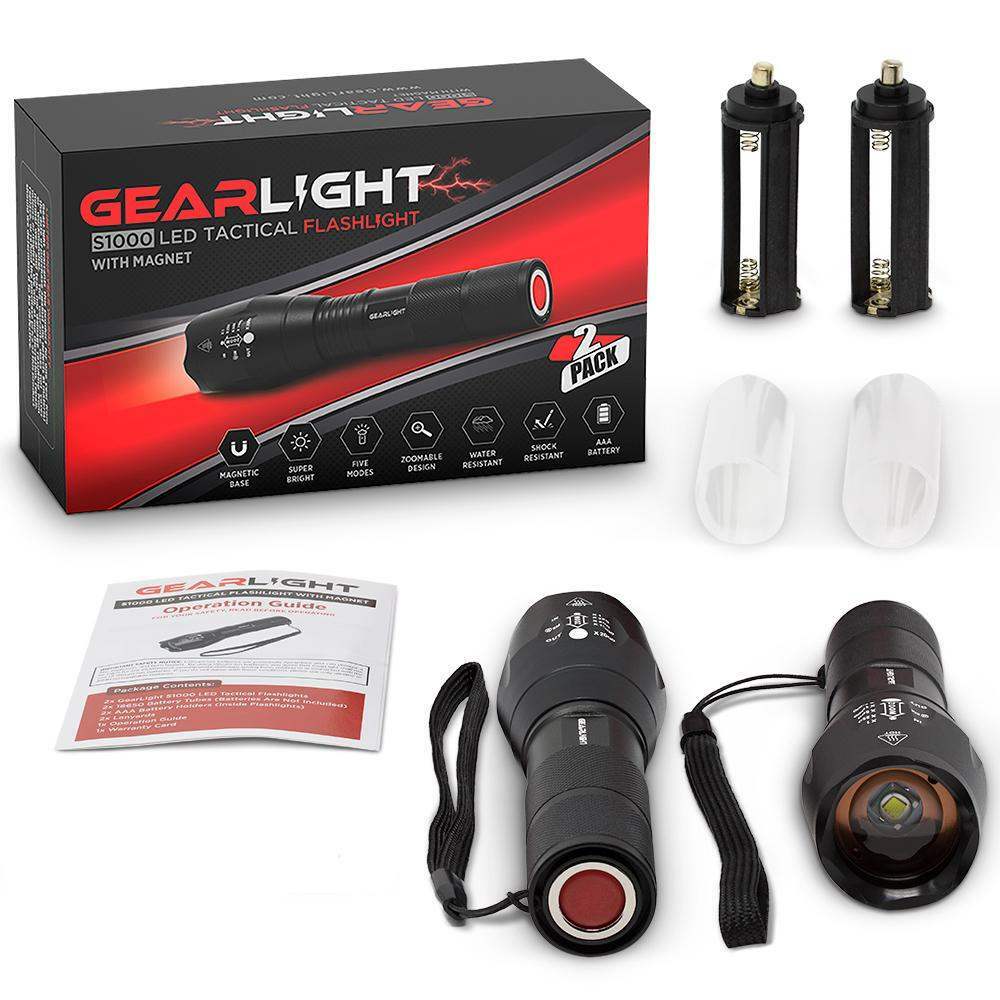 Gearlight LED Tactical Flashlight S1000 with [4 PACK] Zoomable, 5 Modes eBay