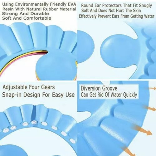 New Adjustable Kids Baby Shampoo Bath Bathing Shower Cap Hat Wash Hair Shield - Picture 5 of 7
