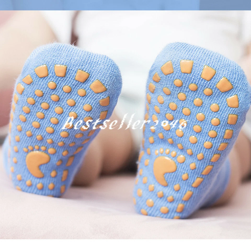 10 Pairs Anti Slip Non Skid Ankle Socks With Grips for Baby Toddler Boys Girls - Image 2 of 4
