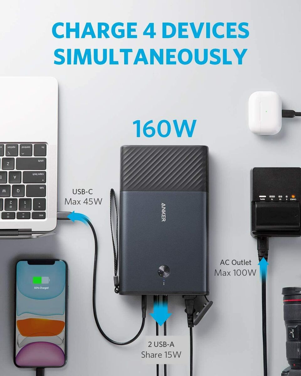 Anker Powerhouse 90, 87.6Wh Portable Charger with 100W AC Outlet/45W USB-C Powe Anker Powerhouse 90, 87.6Wh Portable Charger with 100W AC Outlet/45W USB-C Powe