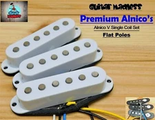 G.M. Premium Alnicos A5 Flat Poles  Strat Stratocaster® Single Coil Set White