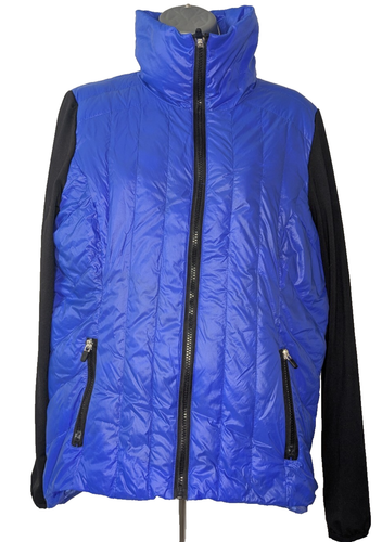 Betsey Johnson Performance Large L Full Zip Down Puffer Jacket Blue Black - Picture 2 of 8