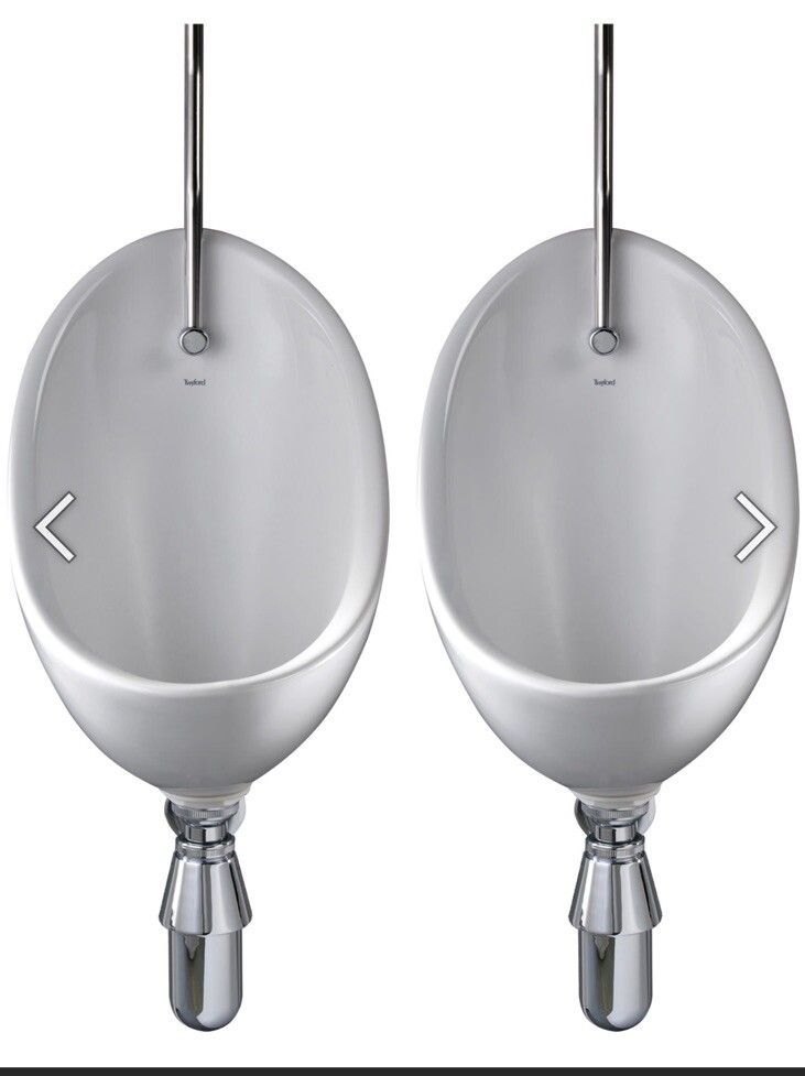 Twyford Clifton Pair of White Urinal Set With Exposed Flush Pipe And Cistern