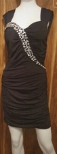 Ladies Little Black Dress Size 10 Ruched Front with Bead Detail NEW