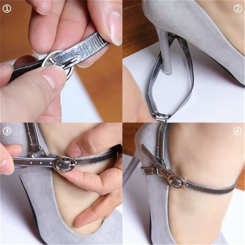 2 Stück abnehmbare Lederschuhe Gürtel Riemen Band für lose High Heels Schuhe - Picture 8 of 26