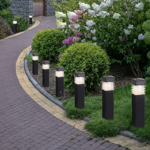 Außen Solarleuchte Gartenlampe grau LED Wegeleuchte Terrassenleuchte 4er Set - Bild 7 von 12