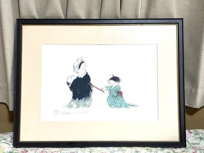 Kiyoshi Nakajima Sisters Estampe sur bois signée encadrée - Photo 1/3
