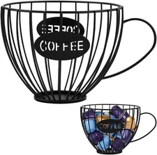 Large Capacity K-Cup Holder for Counter Black Wire Coffee Storage Basket
