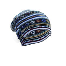 1 PCS Women Baggy Slouchy Beanie Chemo Hat Cap 1-5, 1 Pc Striped Blue
