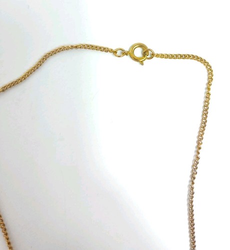 Vintage goldfarbene Katze Anhänger Halskette grüne Strass Augen 23" Kette - Bild 11 von 11