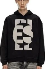 Diesel Men’s S boxt-hood-kreis Sweatshirt hoodie black white logo medium rare