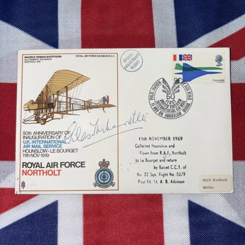RAF FDC RAF Northolt signed by WW1 MF Shorthorn pilot Wg Cdr Giles Turberville