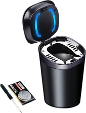 Smokeless car ashtray with lid, detachable stainless steel, LED light