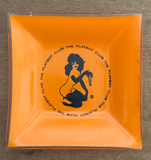 The Playboy Club Orange Glass Ashtray Trinket Dish Vintage 1960s 4"