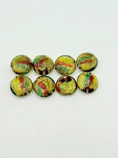 Glass Lampwork Beads Coin Jewelry Crafts 8 beads