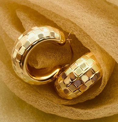 22 mm Creolen 750 Gelbgold 18 KT Gold Ohrringe *rund und dick*👍 TOP trendy - Bild 1 von 4