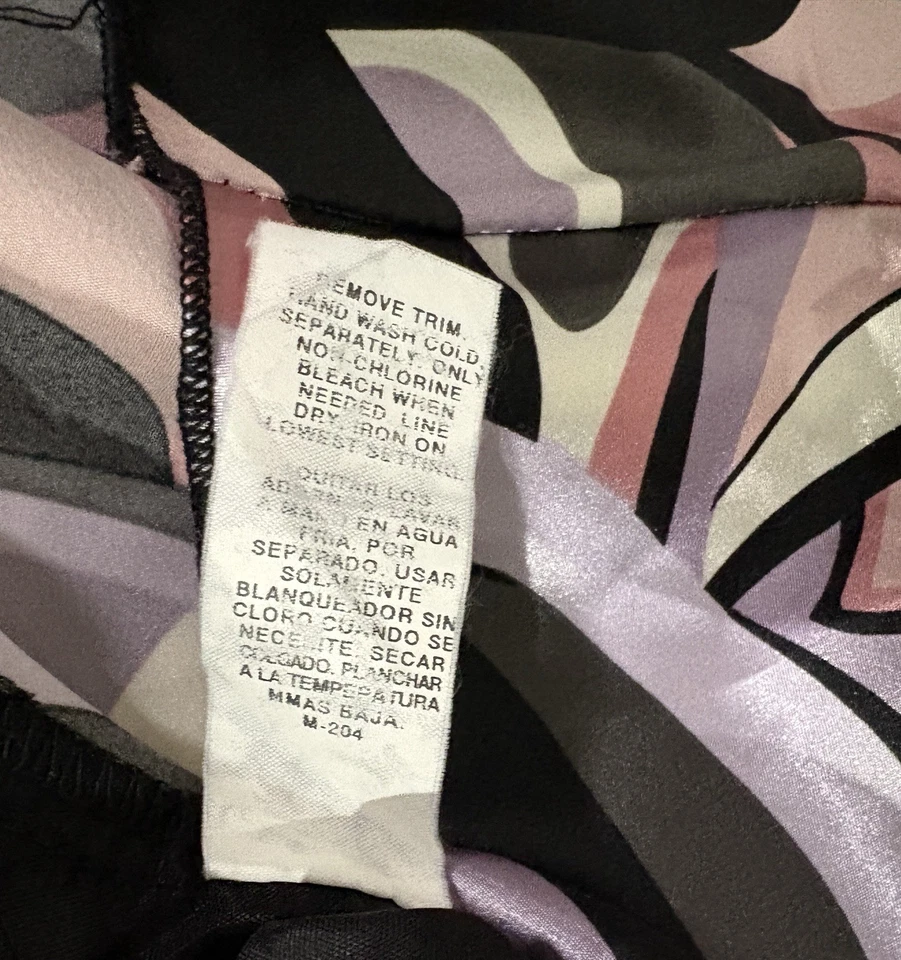 复古 XOXO 上衣丝质抽象娃娃 尺寸 L 无袖 半拉链 美国 Y2K 90 年代 — 第 4/4 张图片