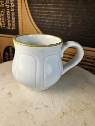 Fantastic USA Pottery Mug California LA Potteries Blue Green Paneled Design