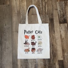 Potter Cats White Tote Bag 15X13.5 Harry Pott...