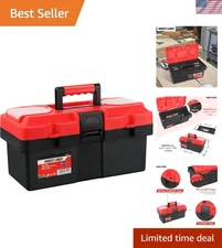 Lightweight 14-Inch Plastic Tool Box with Organizer Tray—Perfect for Home & Car