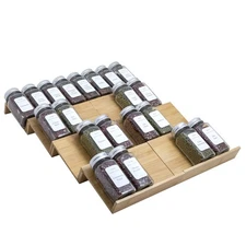 Bamboo Spice Rack Drawer Organizer - 8 Pieces Set- 7" Wide Per Piece - Combin...