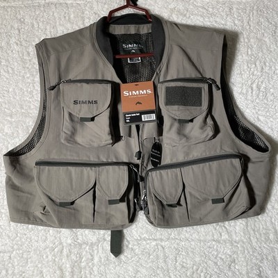Simms Classic Guide Vest Taupe 2XL Nylon Mesh Zip Fishing Vest w/ Pockets NWT