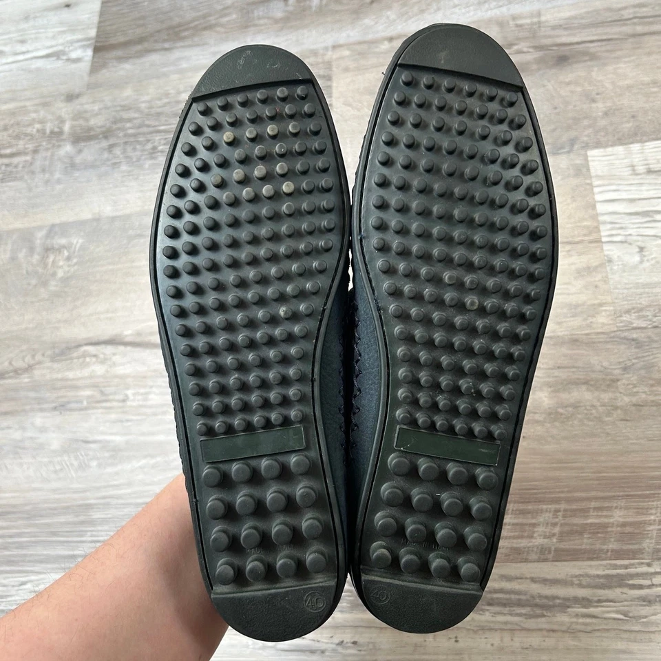 Bally Navy Leather Moc Toe Lace-Up Shoes Men’s EU 40 Made in Italy - Image 4 of 4