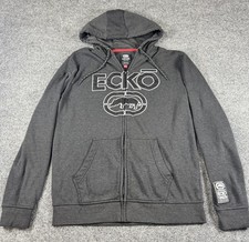 Ecko Unltd Hoodie Mens Medium Charcoal Full Zip Sweatshirt Rhino Hip Hop VTG Y2K