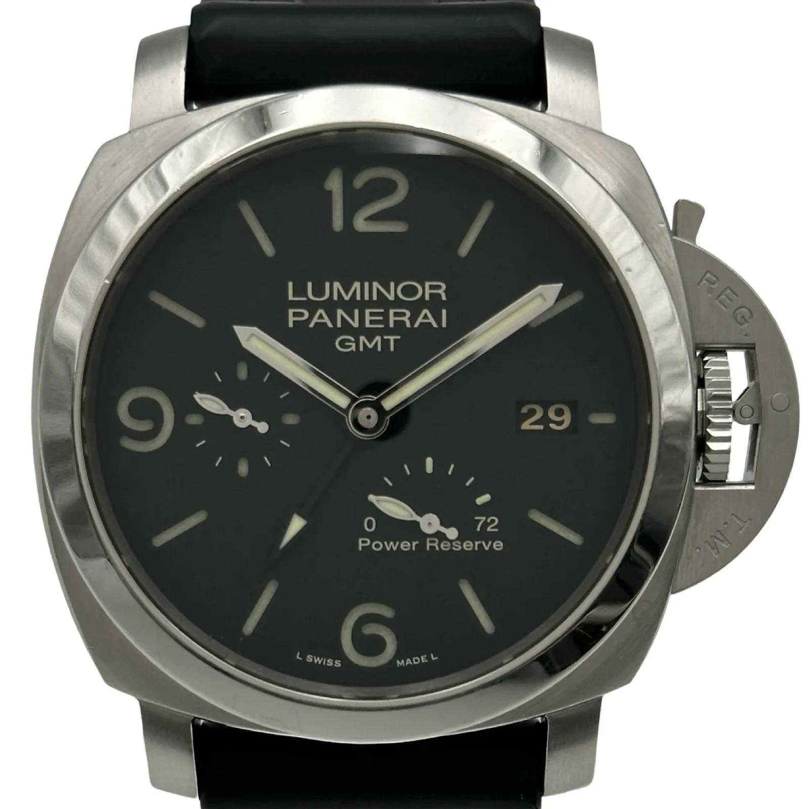 Panerai — PANERAI Luminor 1950 3 GMT PAM00321 44mm SS Black Dial Automatic 2013 #OKW619