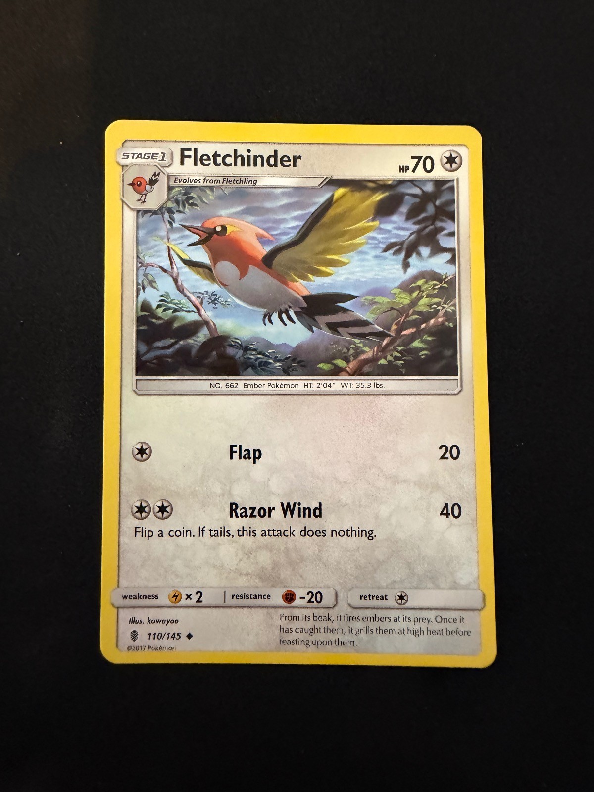 Fletchinder 110/145 Uncommon Guardians Rising Pokemon Near Mint