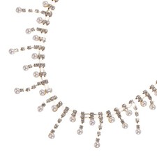2Yard Pearl Rhinestone Trim,Gold Crystal Trim Chain for DIY Crafts,Decorations