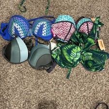 Lot of 4 Size 38B Women's Lined Bikini Tops - Shade Shore NWT B3