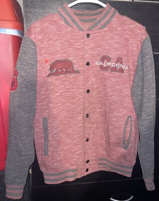 Passion-I California Varsity Style Jacket Size Small Gray & Reddish Color