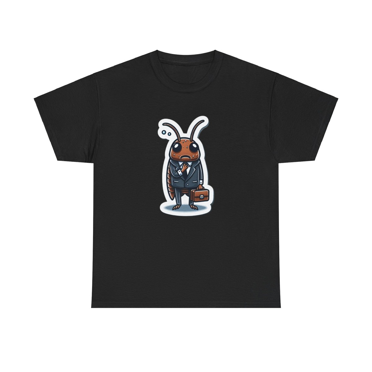 Unisex Adult T Shirt Cockroach Nervous Tuxedo Briefcase Funny