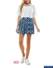 Kingston Grey Juniors Two-Piece Printed-Skirt White Blue Small