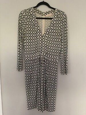 Tory Burch Green and White Geometric Patterned Dress Size M | eBay