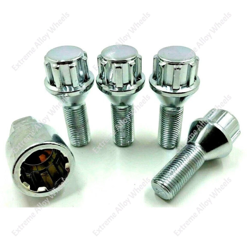 Pernos de aleación para Alfa Romeo 159 Brera Stelvio + pernos de bloqueo plateados M14 Foto 2 de 4