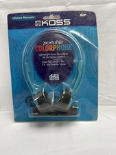 Vintage KOSS Colorphones Portable Electronics On Ear Headphones Turquoise Blue