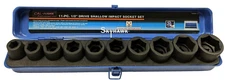 11 pc 1/2" Drive 6 POINT Shallow Chrome Molybdenum SAE Impact Socket Set