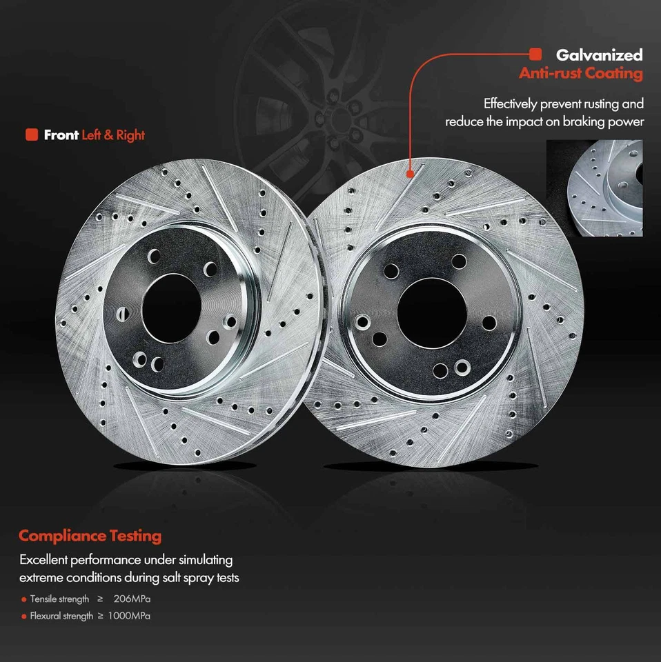 Rotores de freno perforados y pastillas de freno de cerámica para Mercedes-Benz C320 W203 2003 delanteras Foto 4 de 4