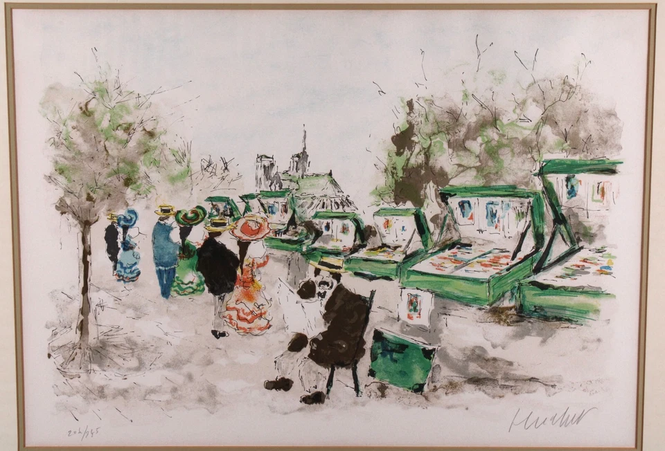 Litografía Francesa "Banco Izquierdo" Edición Limitada 201/395 Firmada Urbain Huchet Foto 3 de 4