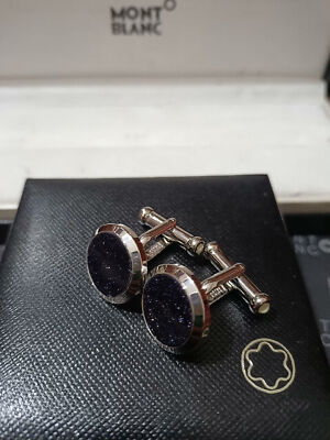 MONTBLANC Men Cufflinks Exquisite Silver Midnight Black